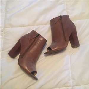 Open Toe Brown Booties